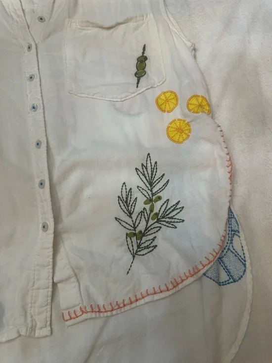 Anthropologie White Embroidered Sleeveless Button-Up Top 38258 - Picture 7 of 15